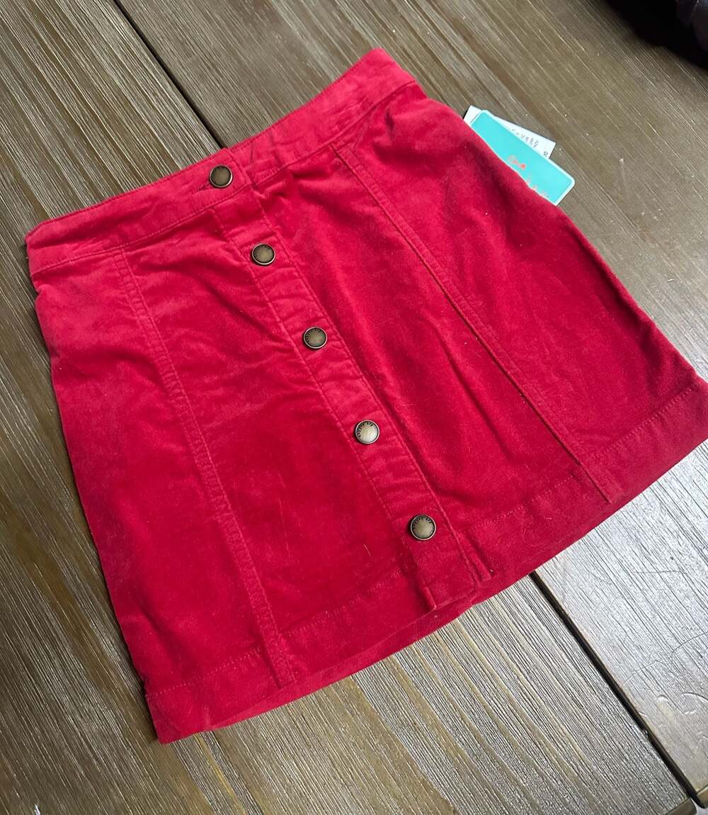 Copper Key Girls Red Corduroy Button-Front Mini Skirt